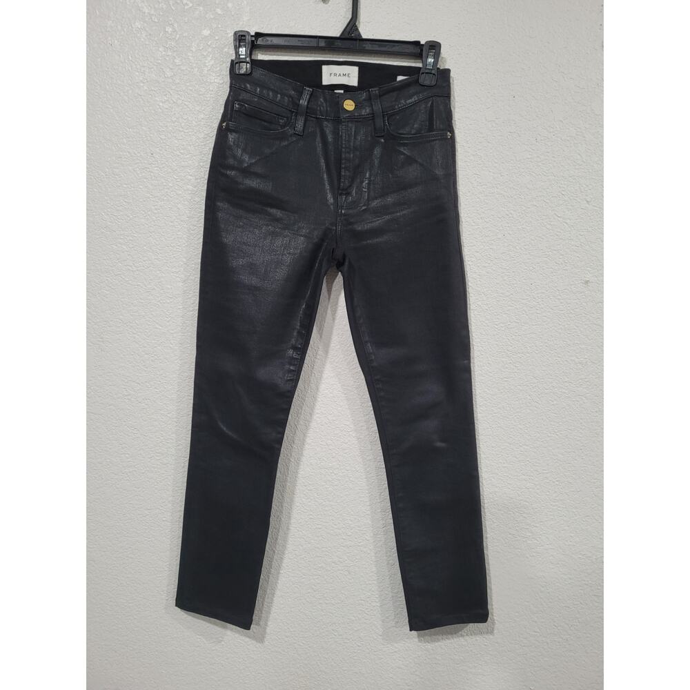 Frame Women's Le Skinny de‎ Jeanne Black Shine Noir Jeans size 27 #P3